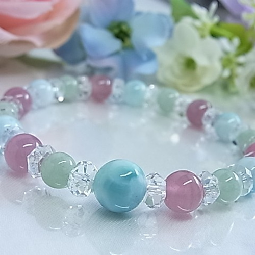 お得品】ラリマー/ビルマ翡翠/ディープローズクォーツ 優しいお色味の  