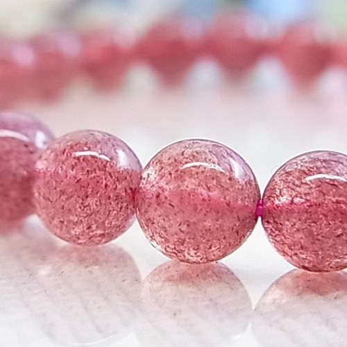 ♥ピンクエピドート アフリカン ストロベリークォーツ 約7.5㎜ 愛と