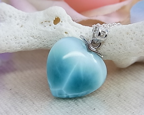 高品質！ ラリマー ペンダントトップ S925 シャトヤンシー 一点もの】ラリマー ハート ペンダント シルバー925 海からの癒し