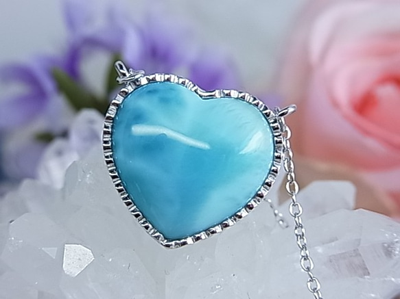 精神安定【超激レア✨入手困難品】高品質ピンクブルーラリマー　ハートのペンダント ラリマー♡ハート♡ピンク
