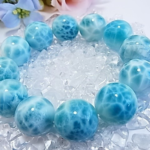 希少・美麗】SAランク♡大粒 ラリマー ブレスレット♡海の花びら 希少・美麗】SAランク♡大粒 ラリマー ブレスレット♡海の花びら
