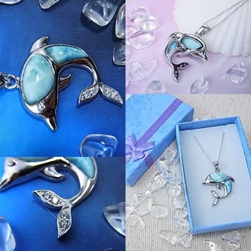 ◇キラキラ可愛いイルカのラリマー◇空と海のようなブルーと