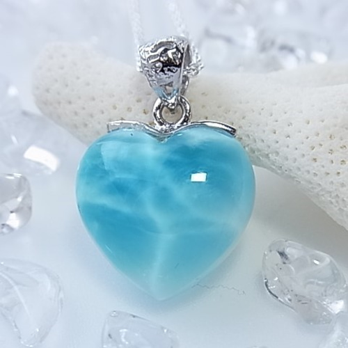 トップクオリティラリマーハート型ネックレス1