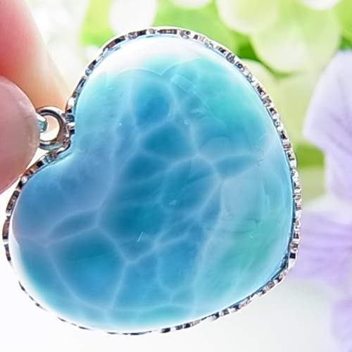 ☆お得品☆【高品質/ラリマー】美しいハート♡こだわりの飾り枠♡e93  