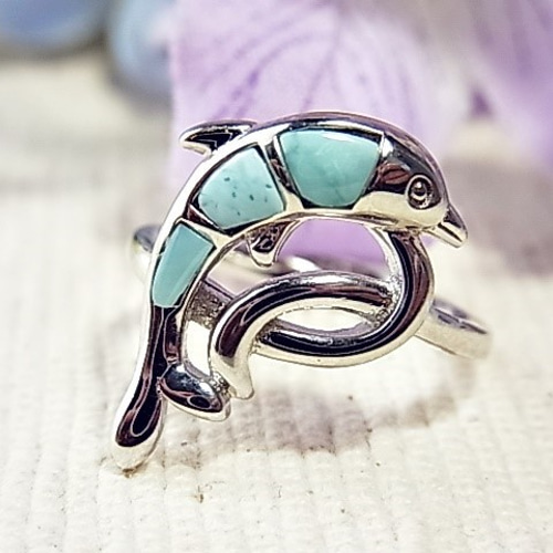 ◇ラリマー◇お茶目なくるりんイルカ◇sv925リング/指輪◇w75◇14号  