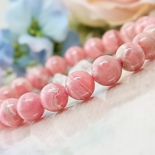 BRY0937☆インカローズスクエアブレスレット☆高品質　天然石　美品　希少 BRY0937☆インカローズスクエアブレスレット☆高品質 天然石 美品 希少