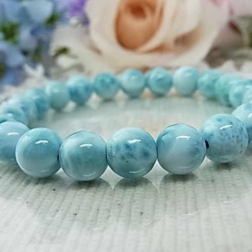 美 ラリマー ドミニカ産 8.5ミリ B81 綺麗な波模様 オール