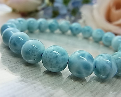 美 ラリマー ドミニカ産 8.5ミリ B81 綺麗な波模様 オール