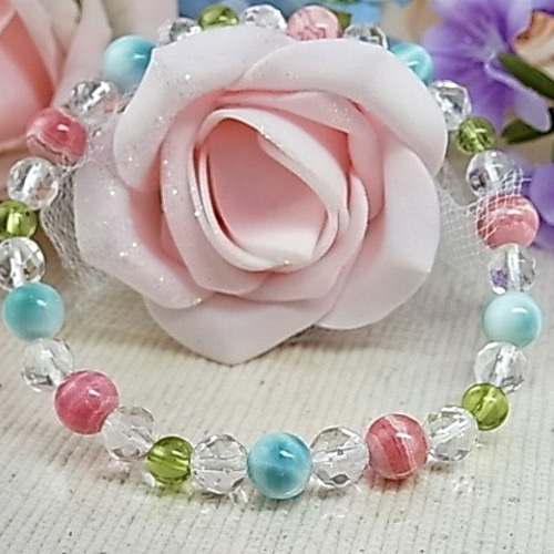 ピカピカ様♥️ラリマー ＆鹿角うさぎ・ブルートパーズ天然石ブレスレット ピカピカ様♥️ラリマー ＆鹿角うさぎ・ブルートパーズ天然石