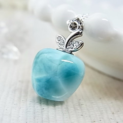 値下げ handmade ラリマー リンゴ ネックレス りんごの ラリマー ぷっくりが可愛い ペンダント ネックレス