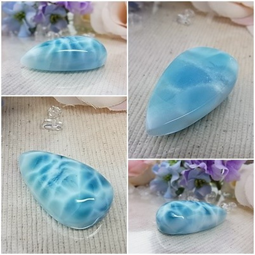 BIG SAラリマー ルース カボション 雫型 美波 神秘透明 シャトヤンシー  