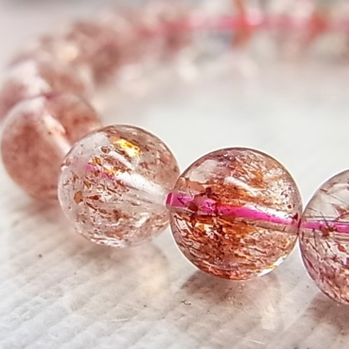 秘蔵の★濃赤！レピドクロサイトインクォーツ♡8.5〜9ミリ レッドスーパーセブン スーパーセブン（レピドクロサイトインクォーツ）ブレスレット