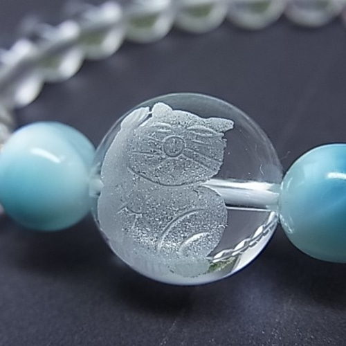 招き猫 ラリマー 天然水晶 縁起物 幸せ 福を呼ぶ パワー 天然石