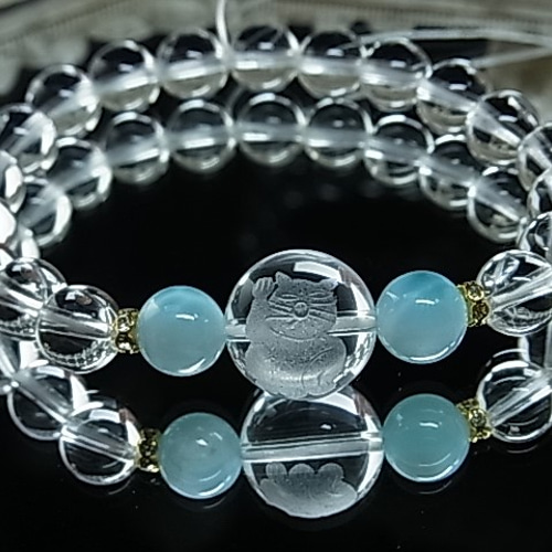 招き猫 ラリマー 天然水晶 縁起物 幸せ 福を呼ぶ パワー 天然石