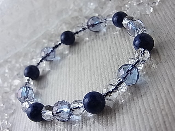 【六芒星】幸せの星空 高品質 ラピスラズリ コスモオーラ 天然水晶 ブルー ストーン 天然石 ブレスレット C61 5枚目の画像