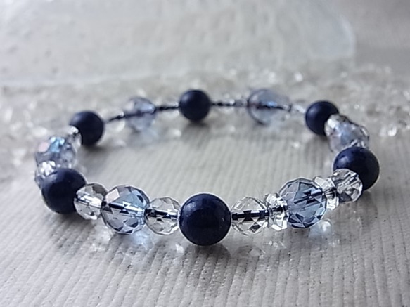 【六芒星】幸せの星空 高品質 ラピスラズリ コスモオーラ 天然水晶 ブルー ストーン 天然石 ブレスレット C61 6枚目の画像