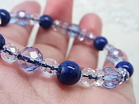 【六芒星】幸せの星空 高品質 ラピスラズリ コスモオーラ 天然水晶 ブルー ストーン 天然石 ブレスレット C61 9枚目の画像