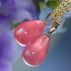 宝石質 インカローズ ひと雫の花石  美しい薔薇色 ロードクロサイト ペンダント アルゼンチン産 K18 C73 6枚目の画像