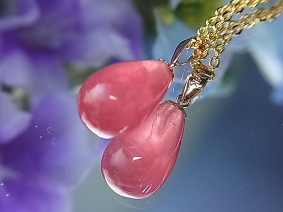 宝石質 インカローズ ひと雫の花石  美しい薔薇色 ロードクロサイト ペンダント アルゼンチン産 K18 C73 6枚目の画像