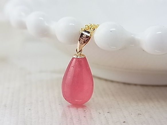 宝石質 インカローズ ひと雫の花石  美しい薔薇色 ロードクロサイト ペンダント アルゼンチン産 K18 C73 7枚目の画像