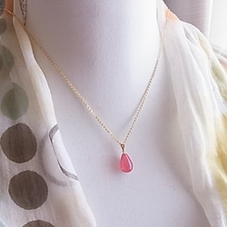 宝石質 インカローズ ひと雫の花石  美しい薔薇色 ロードクロサイト ペンダント アルゼンチン産 K18 C73 9枚目の画像