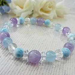 癒し色 ラリマー アクアマリン ラベンダーアメジスト 天然水晶 六芒星