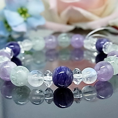 ラベンダーアメジスト・チャロアイト】エンジェルフェザーフローライト