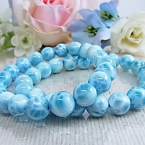 模様が綺麗なラリマーのブレスレット 高品質・現品】ラリマー