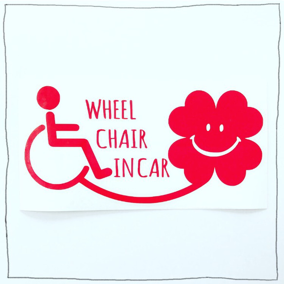 クローバーニコちゃんデザイン車椅子用ステッカー 福祉車両   車用ステッカー WHEELCHAIRINCAR 1枚目の画像
