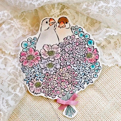 賀卡 Kotori Bouquet-Silver &amp; Cinnamon Java Sparrow 2PC SET 第2張的照片