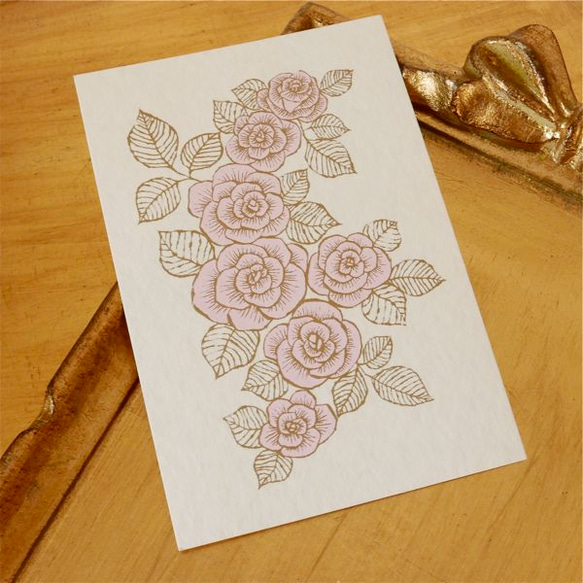 ”とっておきのポストカード” 　SILKSCREEN PRINTED POST CARD 2PC SET -ROSE- 2枚目の画像