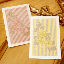 “Totteoki明信片”絲印層明信片2PC SET -STRIPE ROSE- 第1張的照片