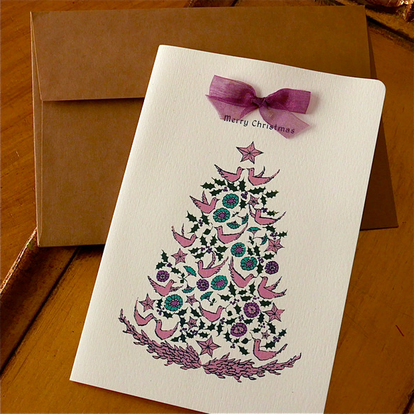 CHRISTMAS CARD -  BIRD TREE 2PC SET 2枚目の画像