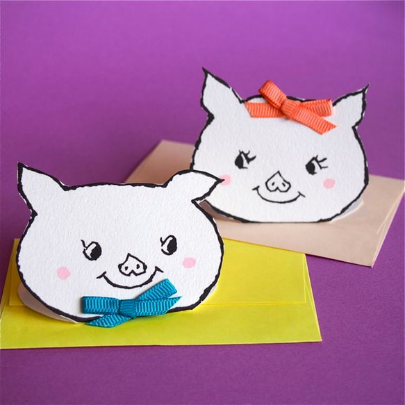 ANIMAL MINI CARD -PIG & PANDA 4PC SET- 2枚目の画像