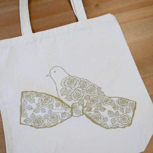 SALE! tote bag - rose dove 1枚目の画像