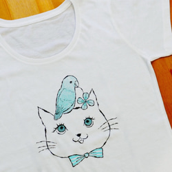 T-shirts - cat & pacific parrotlet 1枚目の画像