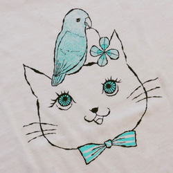 T-shirts - cat & pacific parrotlet 2枚目の画像