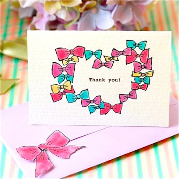 THANK YOU MINI CARD -RIBBON HEART- 1枚目の画像