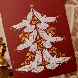 SILKSCREEN PRINT CARD - X'MAS DOVE TREE 3枚目の画像