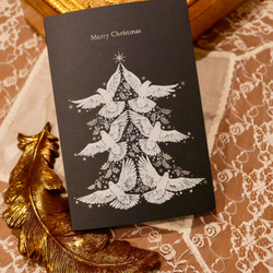 SILKSCREEN PRINT CARD - X'MAS DOVE TREE 4枚目の画像