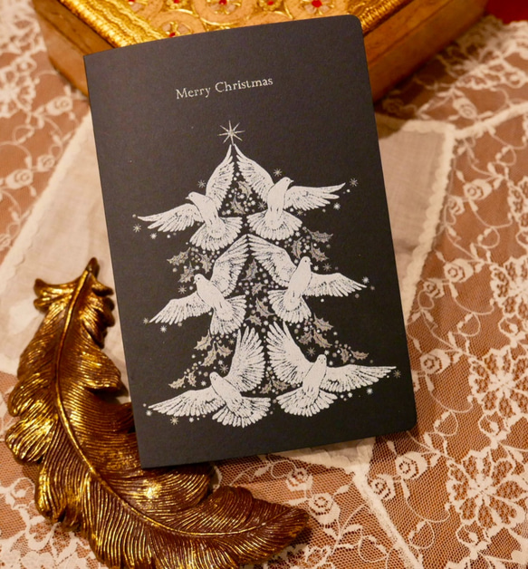 SILKSCREEN PRINT CARD - X'MAS DOVE TREE 4枚目の画像