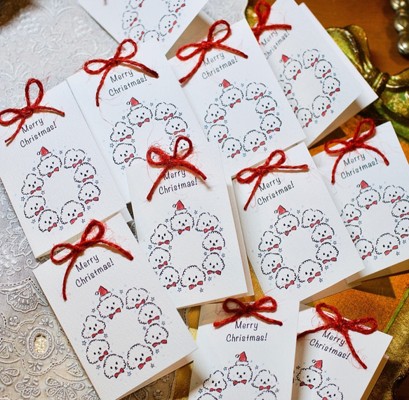 CHRISTMAS MINI CARD - プードルリース 3PC SET- 2枚目の画像