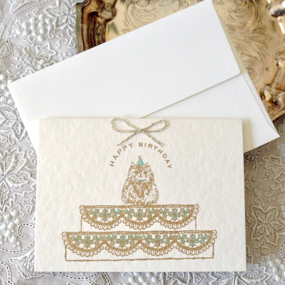 絲綢印花-生日快樂三葉草蕾絲蛋糕2件套 第2張的照片