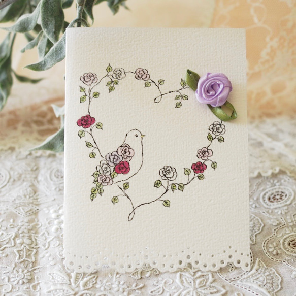 GREETING CARD - HEART ROSE DOVE 2PC SET 3枚目の画像