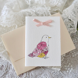迷你卡片玫瑰鴿粉紅色3PC套裝- 第1張的照片