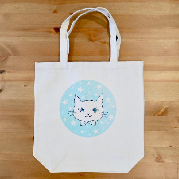 SALE! tote bag -cat & stars 1枚目の画像