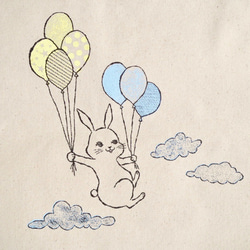 SALE! tote bag -balloon rabbit-lt.blue 2枚目の画像
