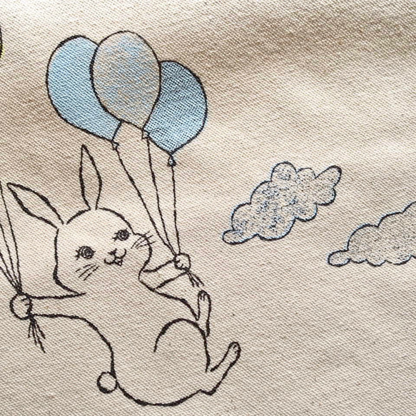 SALE! tote bag -balloon rabbit-lt.blue 3枚目の画像