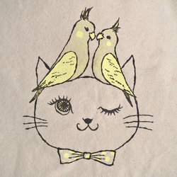 SALE! tote bag -cat & cockatiel 2枚目の画像