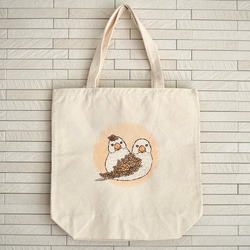 SALE! tote bag -なかよし白文鳥 orang 1枚目の画像